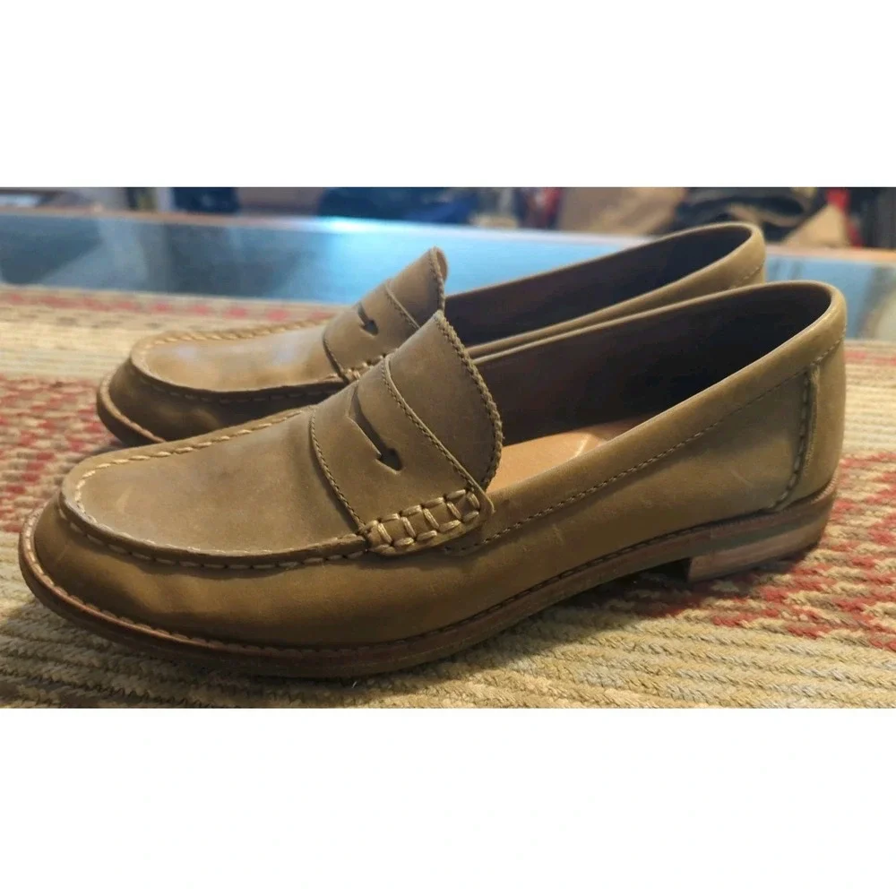 SPERRY Seaport Penny Loafer Leather Women's Size‎ 6 (STS82358) Taupe Brown